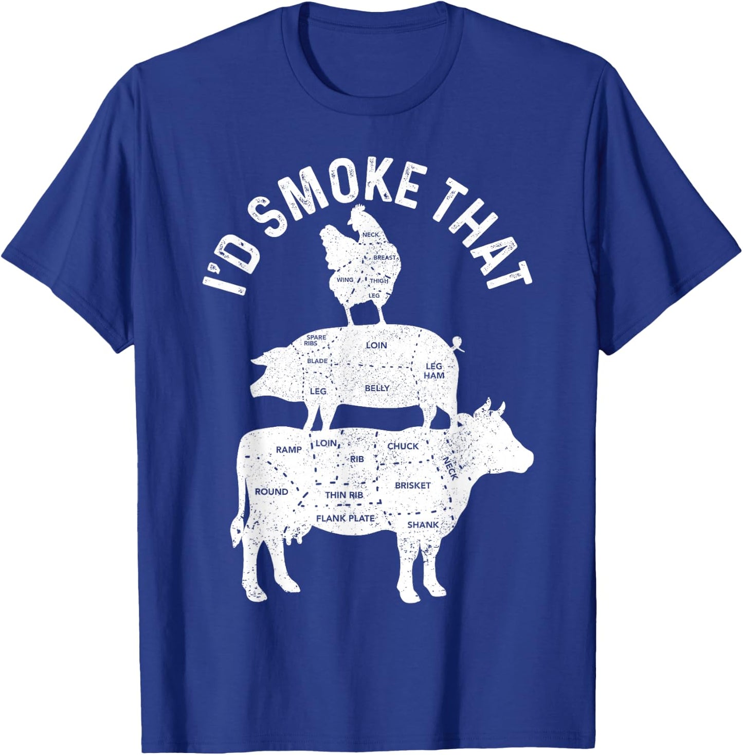 Chef Butcher BBQ I'd Smoke That Pork Beef Funny Father's Day T-Shirt - T-Shirt | Royal
