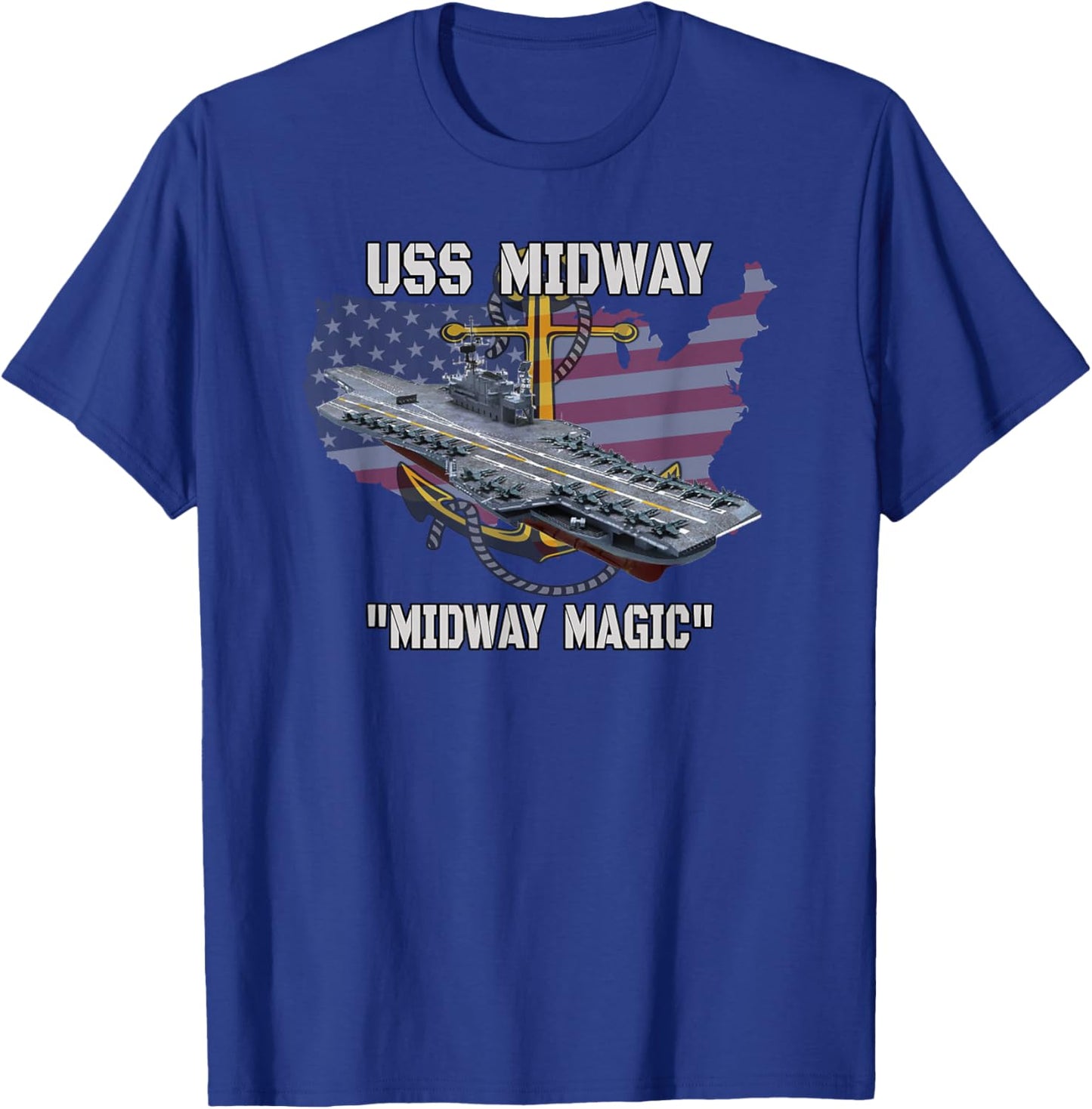 Aircraft Carrier USS Midway CVA-41 CVB-41 Veteran Sailor Dad T-Shirt - T-Shirt | Royal