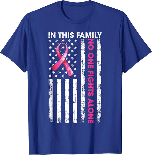 in This Family No One Fight Alone Breast Cancer Awareness T-Shirt - T-Shirt | Royal