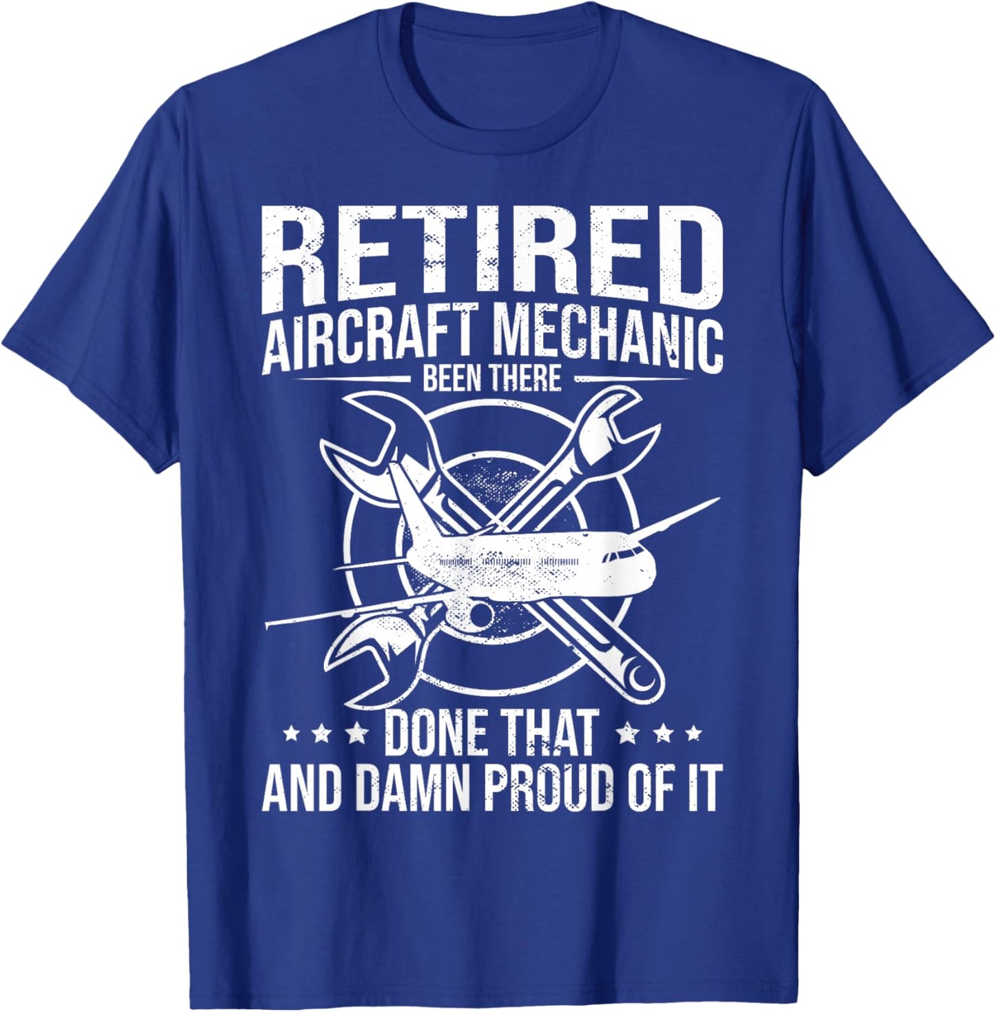 Retired Aircraft Mechanic Airplane Maintenance Technician T-Shirt - T-Shirt | Royal