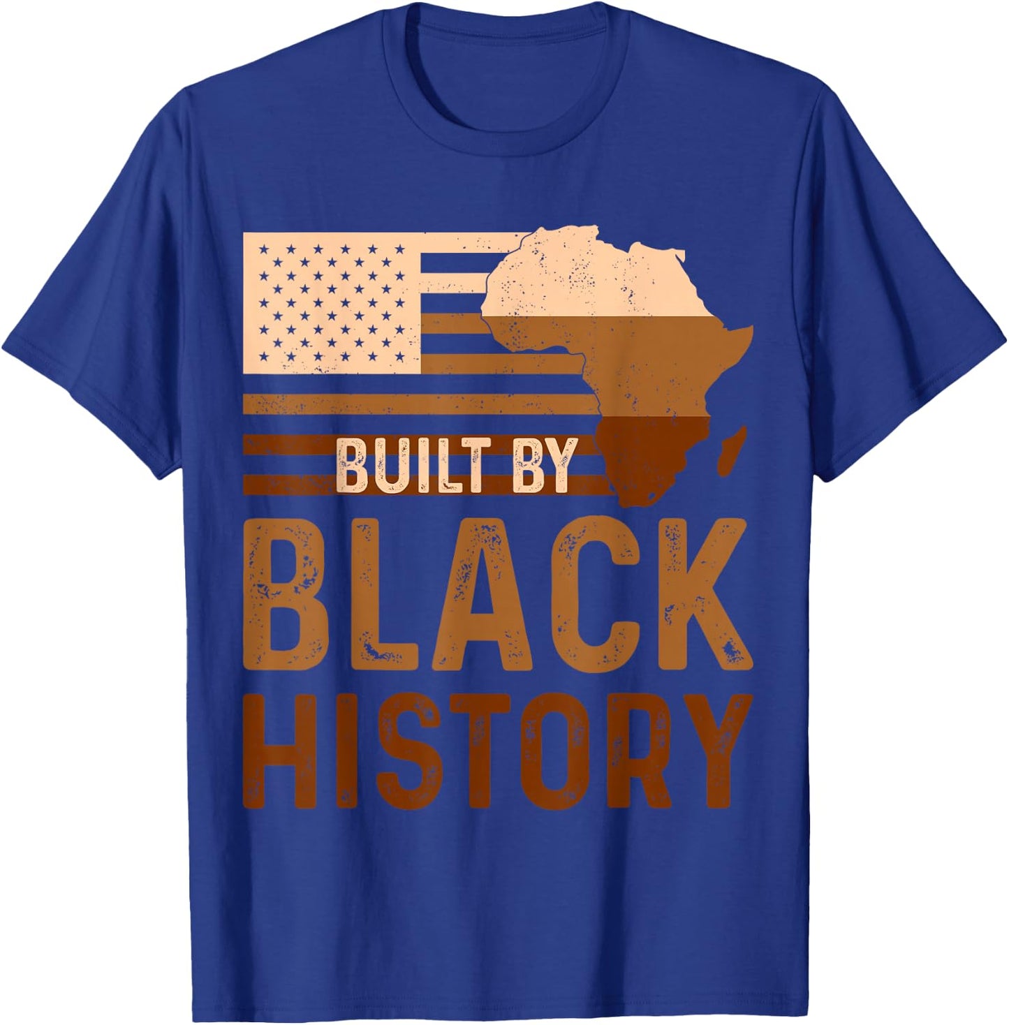 Built By Black History Month Melanin African American Flag T-Shirt - T-Shirt | Royal