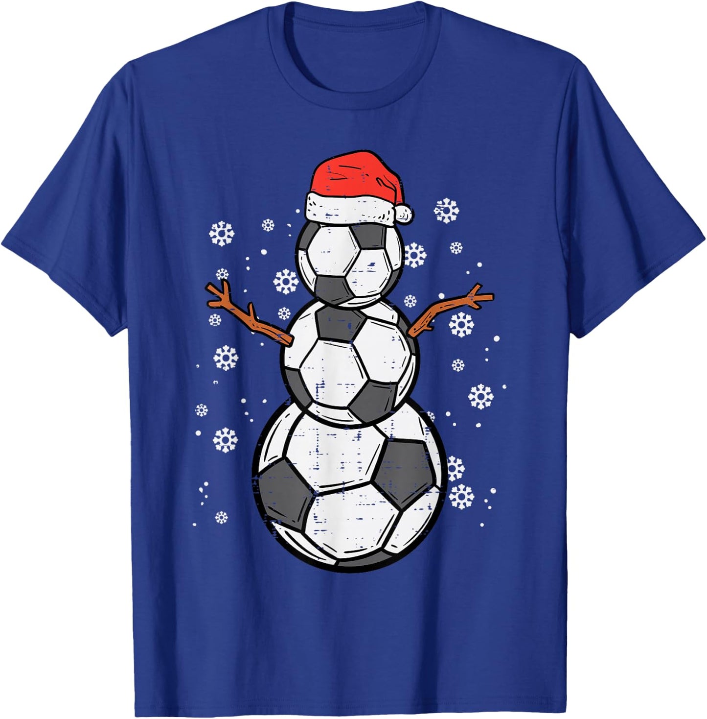 Soccer Snowman Xmas Christmas Sports Boys Girls Men Women T-Shirt - T-Shirt | Royal
