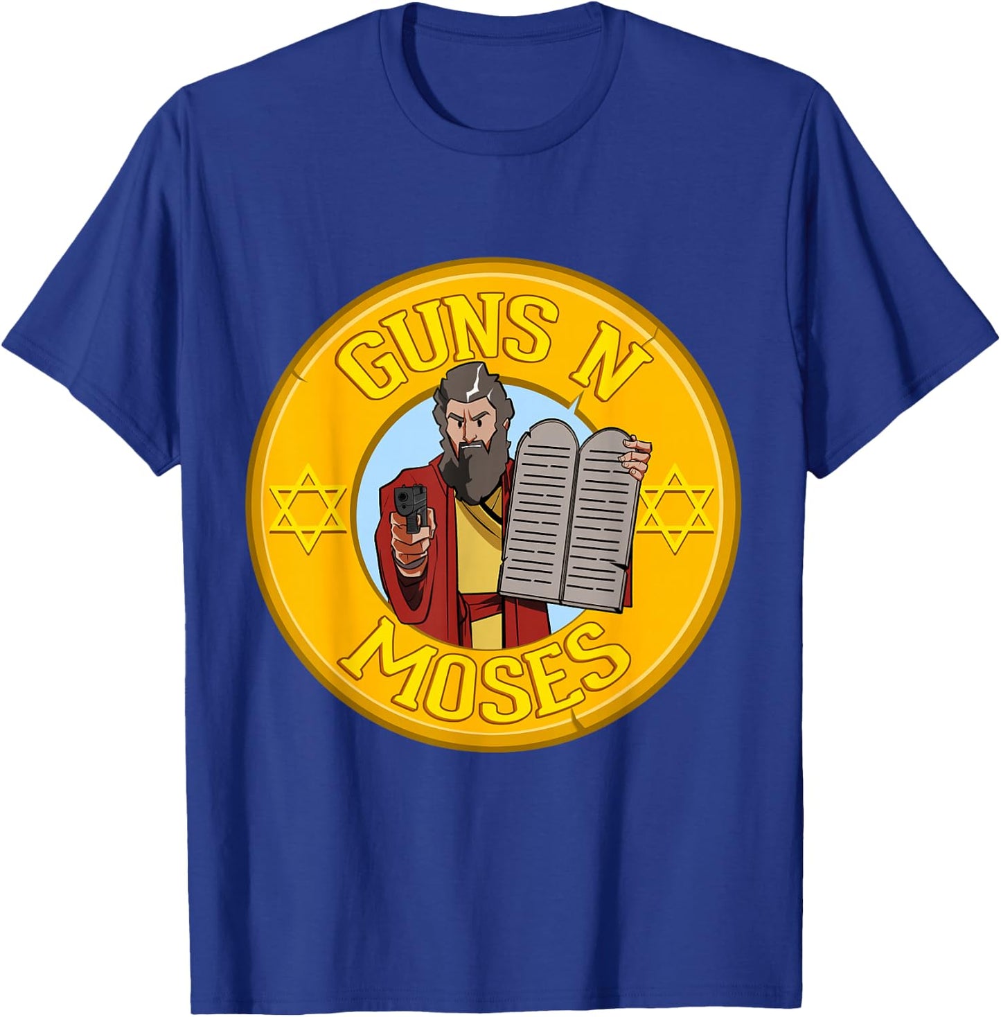 Guns N Moses Jewish Passover Pun Israeli Defense Force Army T-Shirt - T-Shirt | Royal