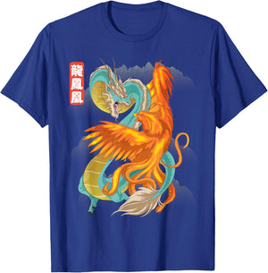 Dragon VS Phoenix Chinese Mythology Loong Fenghuang Folklore T-Shirt - T-Shirt | Royal
