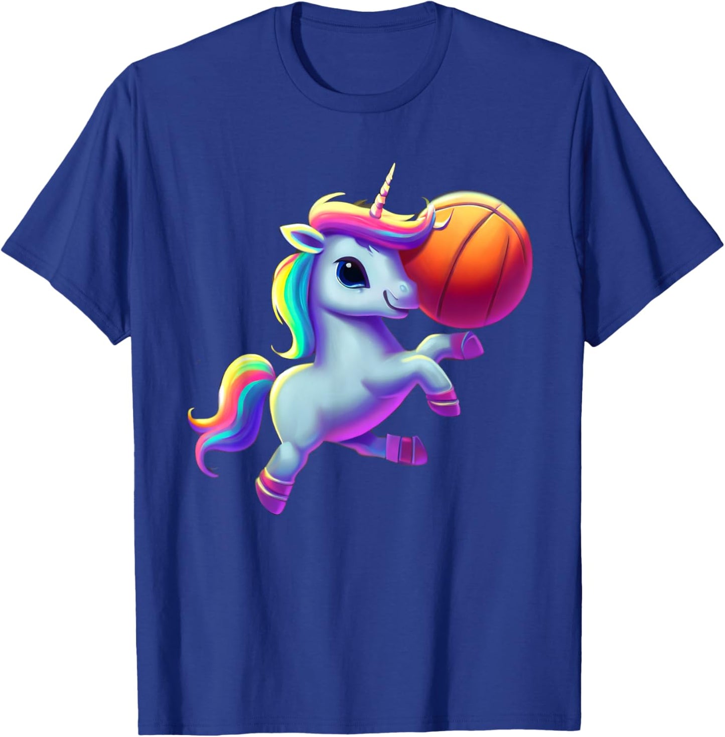 Unicorn Playing Basketball Cool Funny Unicorns Basketball T-Shirt - T-Shirt | Royal