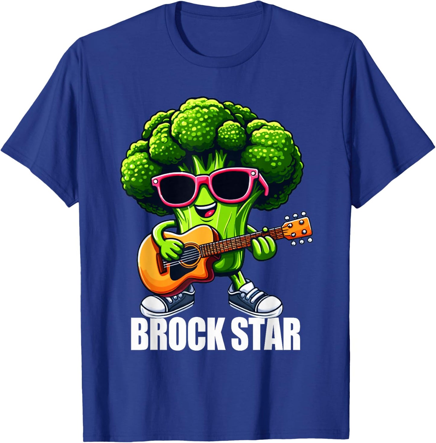 Brock Star Funny Rock and Roll Broccoli Guitar Food Pun T-Shirt - T-Shirt | Royal
