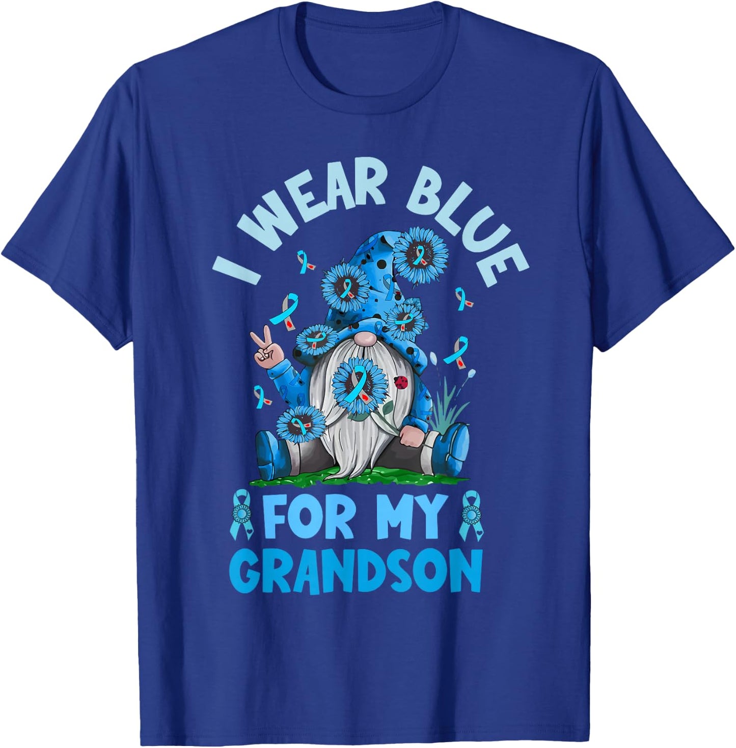I Wear Blue For My Grandson Type 1 T1D Diabetes Awareness T-Shirt - T-Shirt | Royal