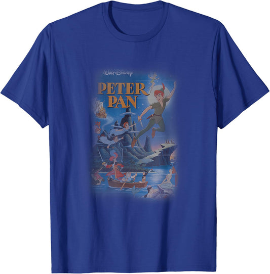 Disney Peter Pan Main Characters Never Land Vintage Poster T-Shirt - T-Shirt | Royal