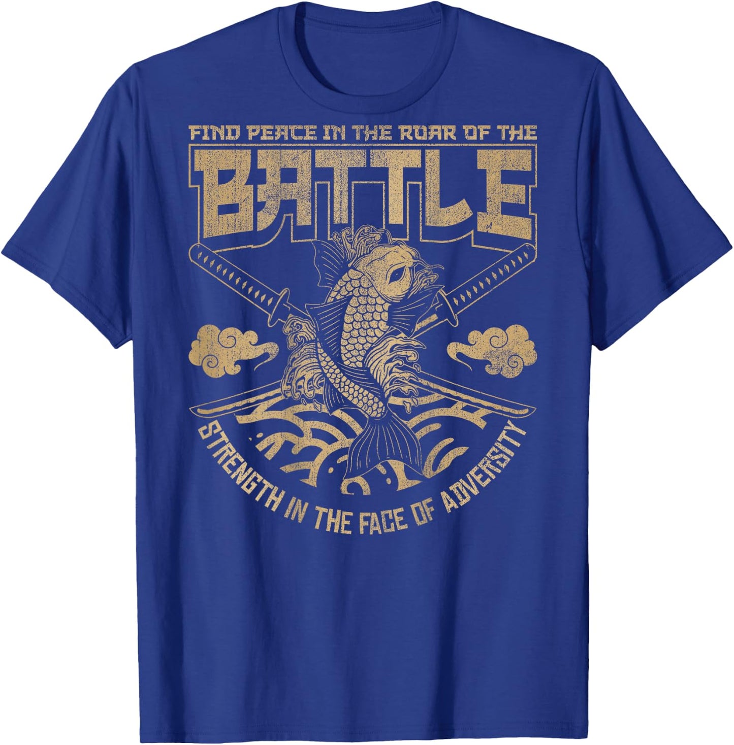Japanese Koi fish and Samurai sword, Japanese (ART BACK) T-Shirt - T-Shirt | Royal