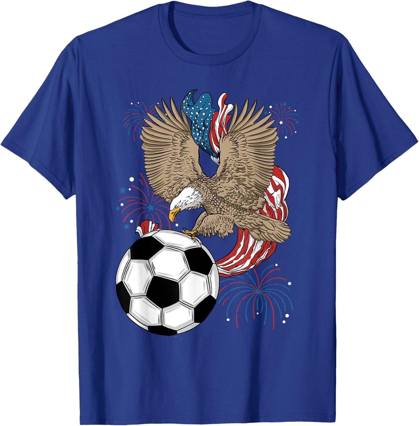 Soccer 4th Of July Eagle USA Flag America Soccer Player Women Kids Men T-Shirt - T-Shirt | Royal