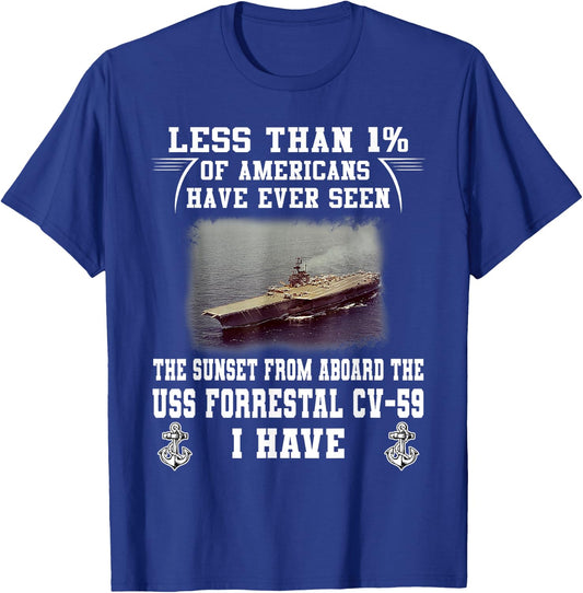 USS Forrestal CV-59 Aircraft Carrier T-Shirt - T-Shirt | Royal