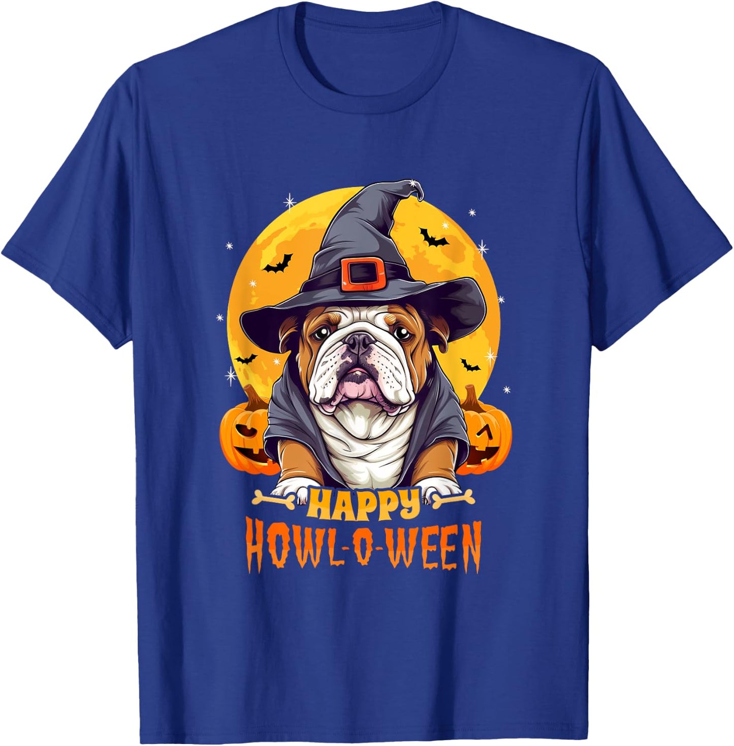 English Bulldog Halloween Dog Howl O Ween Funny Pet T-Shirt - T-Shirt | Royal