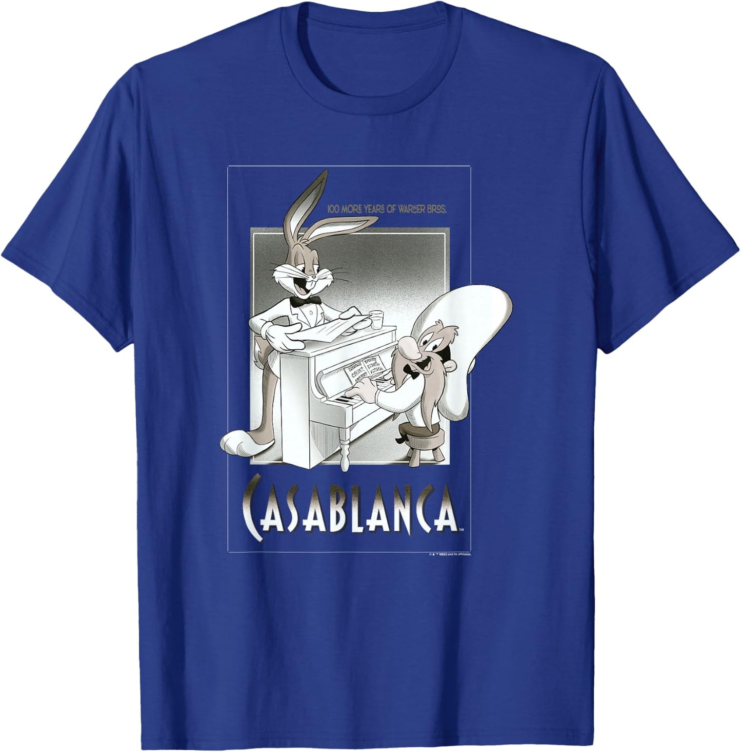 WB 100 Looney Tunes Classic Casablanca Vintage Movie Poster T-Shirt - T-Shirt | Royal