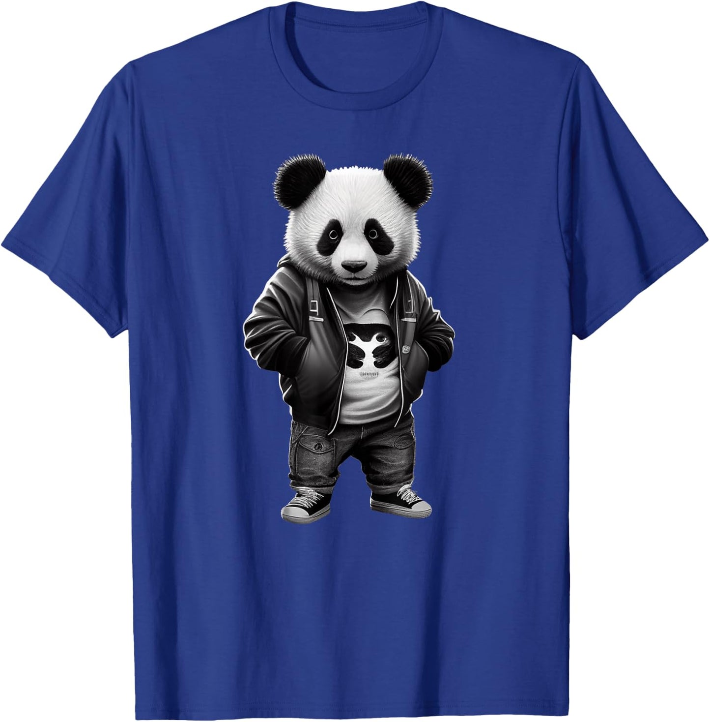 Black and White Panda with Cool Cute Sportswear T-Shirt - T-Shirt | Royal