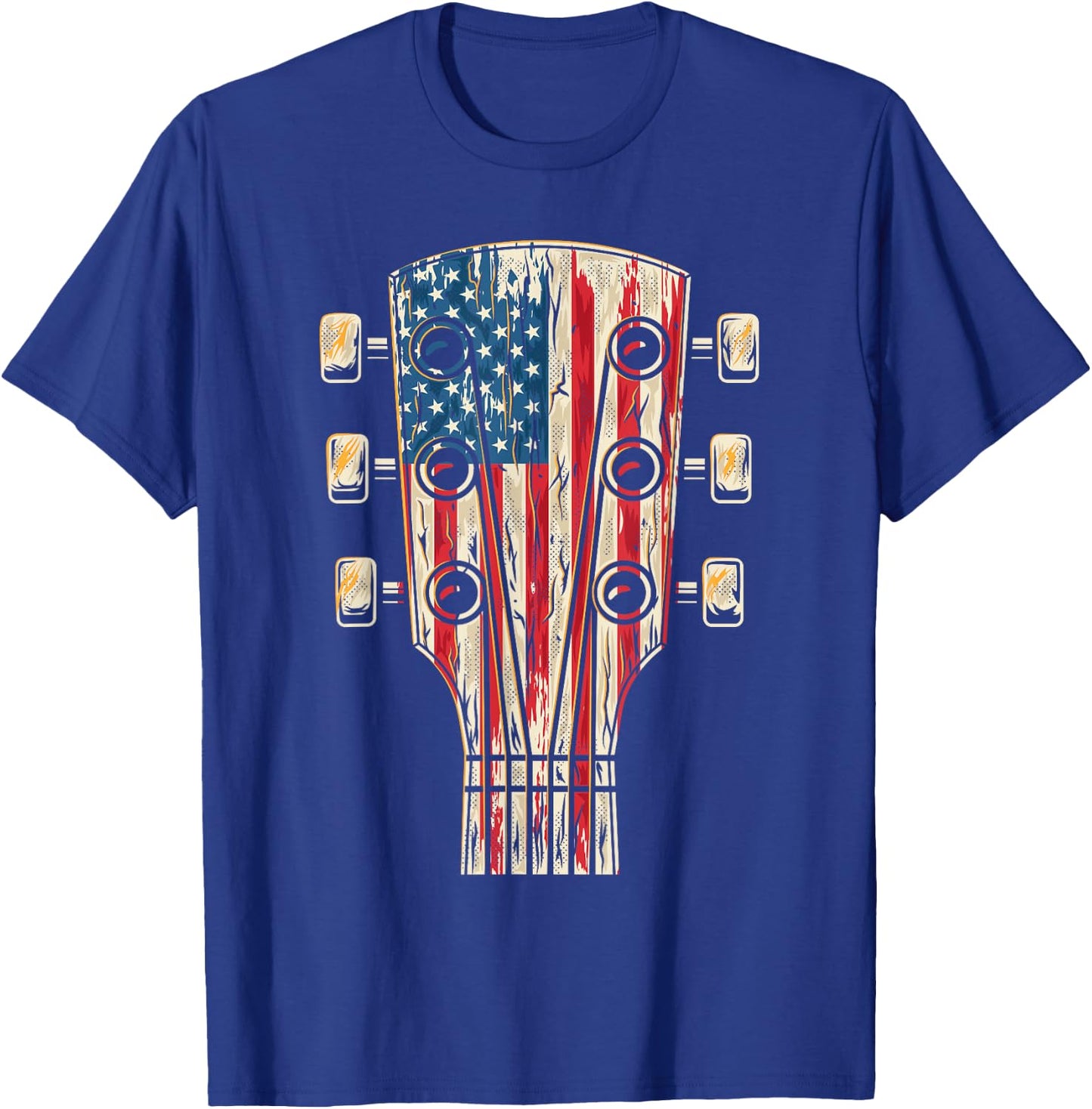 American Flag Guitar 4th of July Guitarist USA Country Music T-Shirt - T-Shirt | Royal