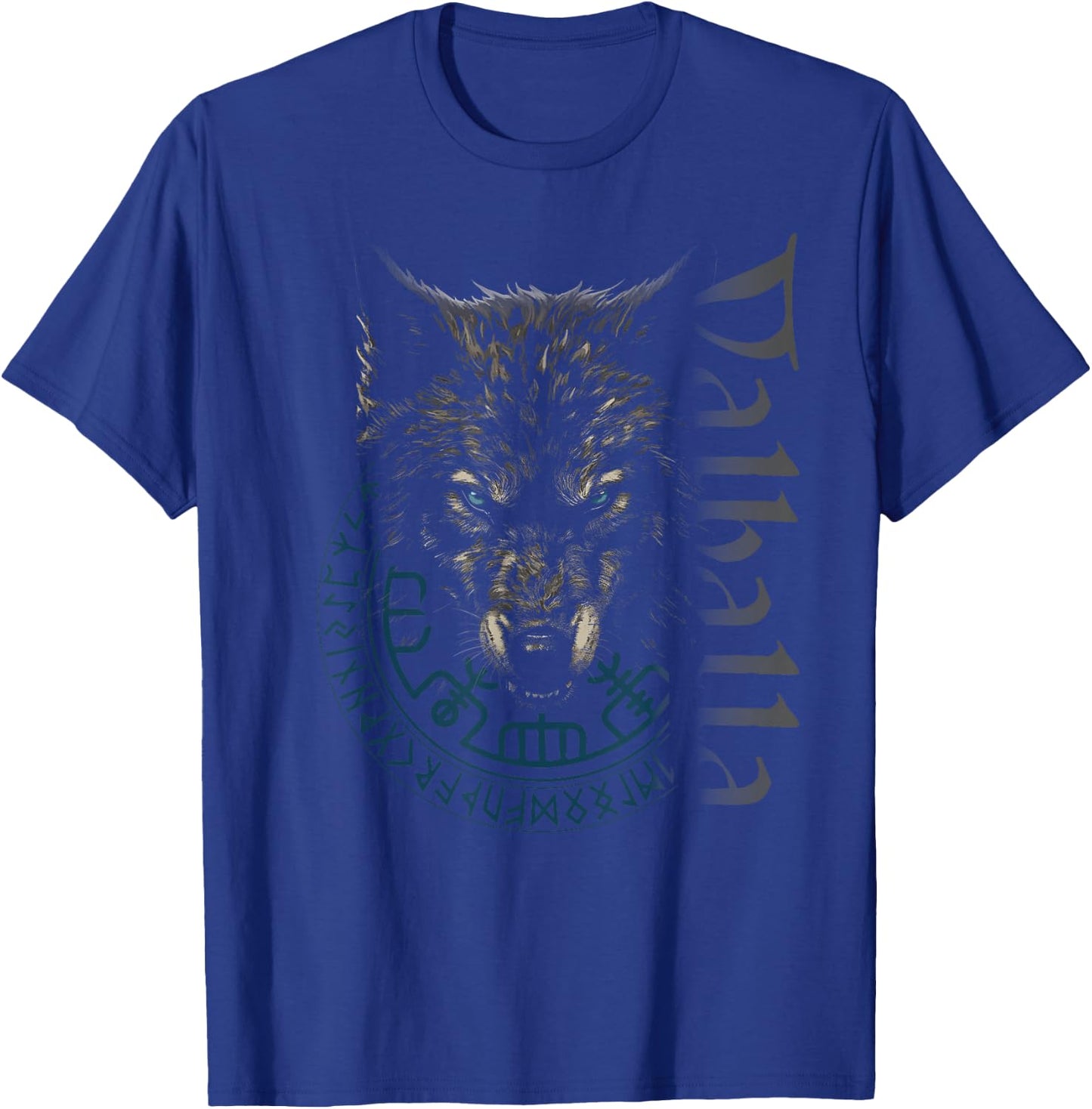 Walhalla Wolf Wolves Odins Runes Nordic Compass Viking T-Shirt - T-Shirt | Royal