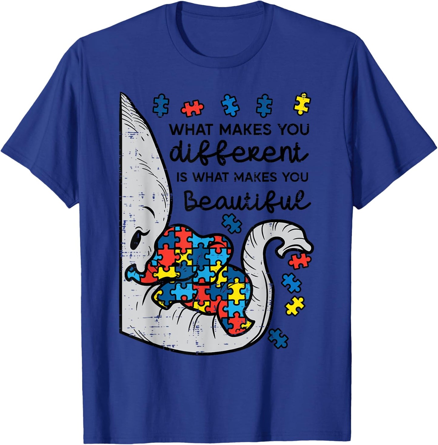 What Makes You Different Beautiful Elephant Autism Awareness T-Shirt - T-Shirt | Royal