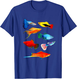 Live Bearers Fish Mollies Swordtails Guppies Platy Fish T-Shirt - T-Shirt | Royal