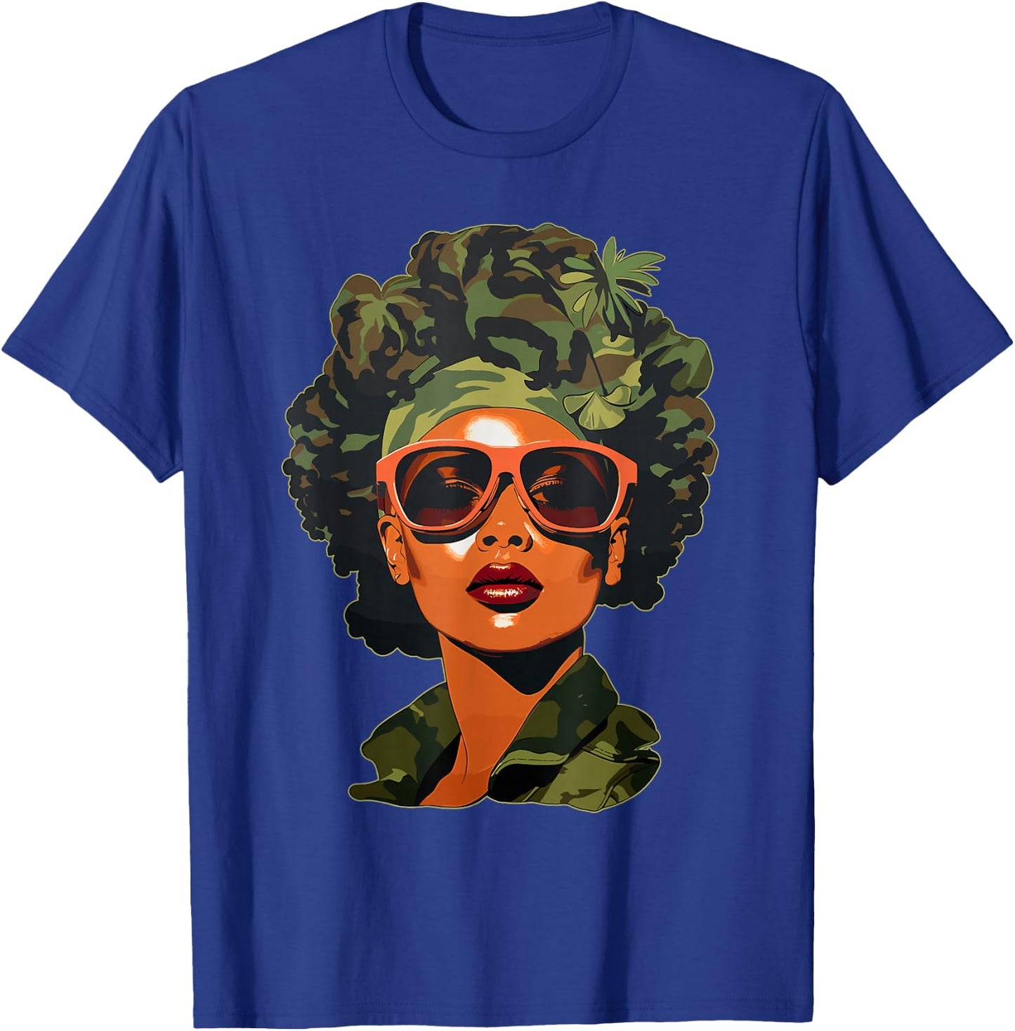 Strong Black Woman, African American, Camouflage, Black Girl T-Shirt - T-Shirt | Royal