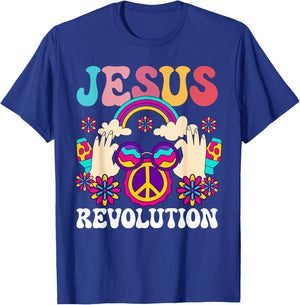 Jesus Revolution Christian Hippie Rainbow Religious Hippy T-Shirt - T-Shirt | Royal