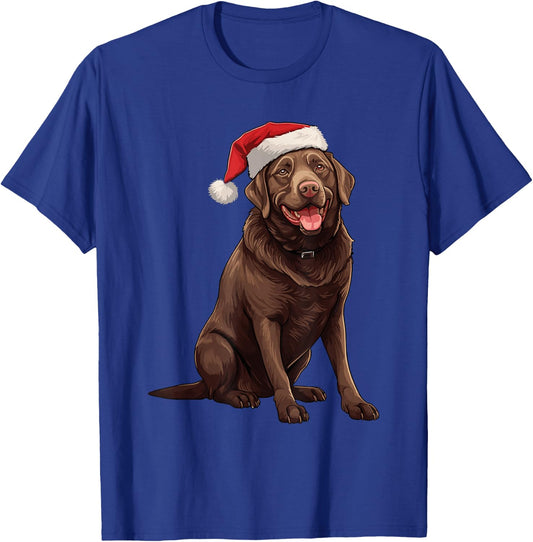 Chocolate Labrador Dog Christmas Santa Hat Xmas Pajama Men Women Kids T-Shirt - T-Shirt | Royal