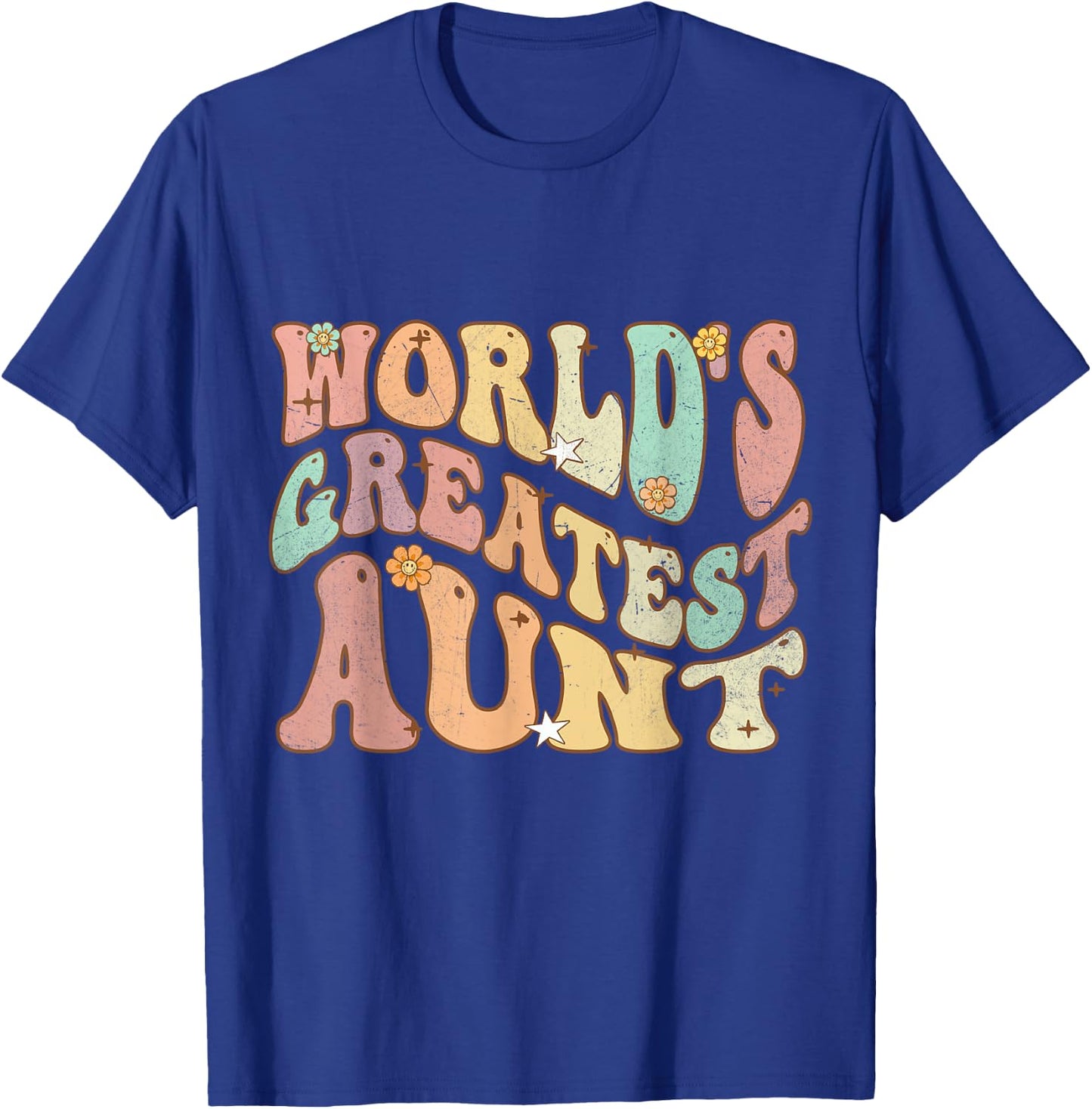 Groovy Retro Vintage World's Greatest Aunt Matching Family T-Shirt - T-Shirt | Royal