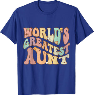 Groovy Retro Vintage World's Greatest Aunt Matching Family T-Shirt - T-Shirt | Royal