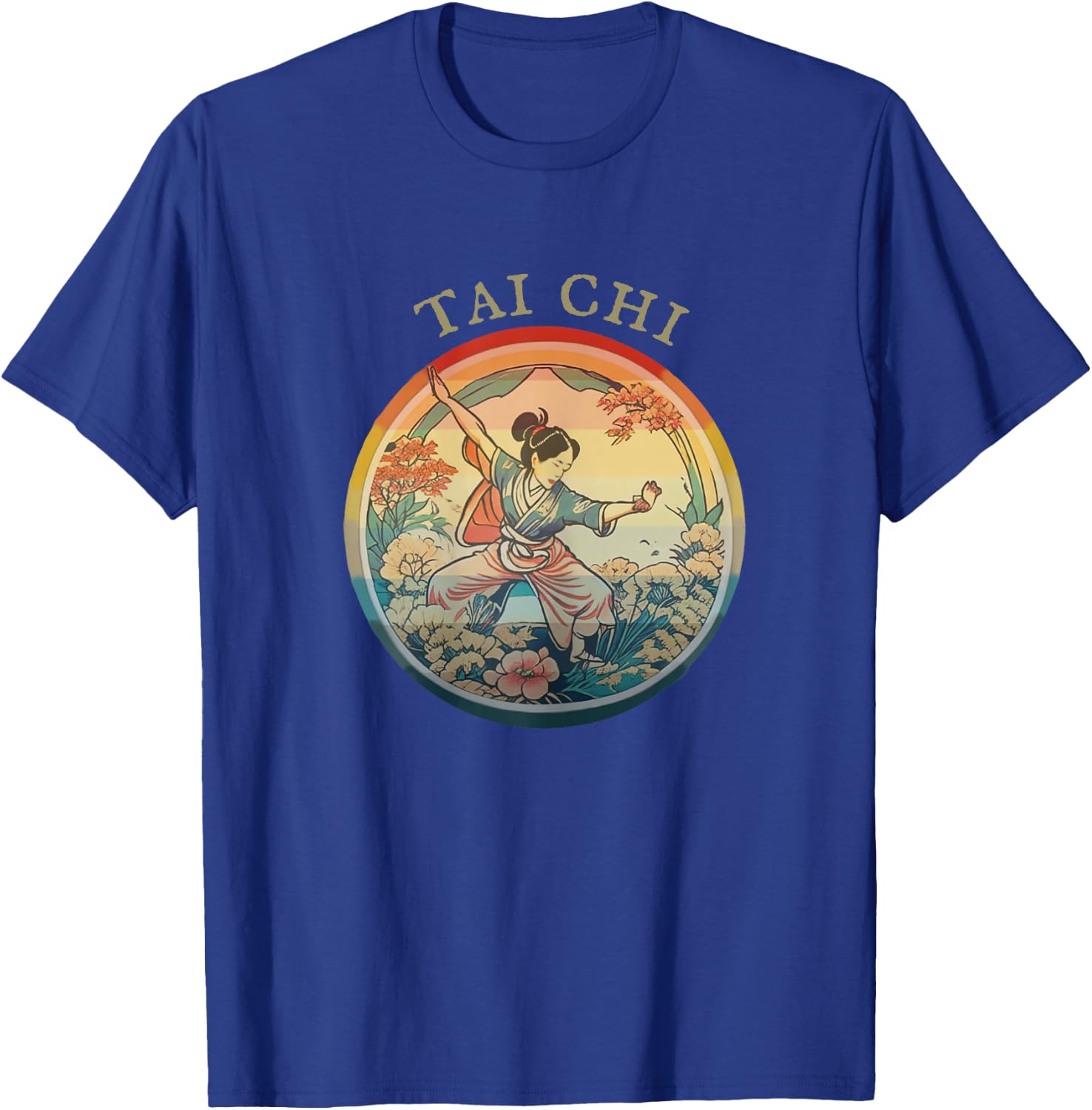Women Tai Chi, Vintage historic Retro drawing, Harmony Flow T-Shirt - T-Shirt | Royal