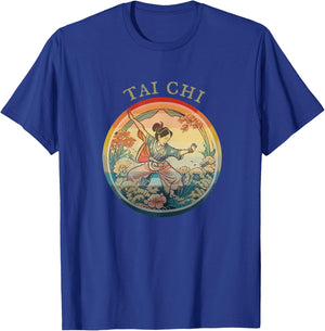 Women Tai Chi, Vintage historic Retro drawing, Harmony Flow T-Shirt - T-Shirt | Royal