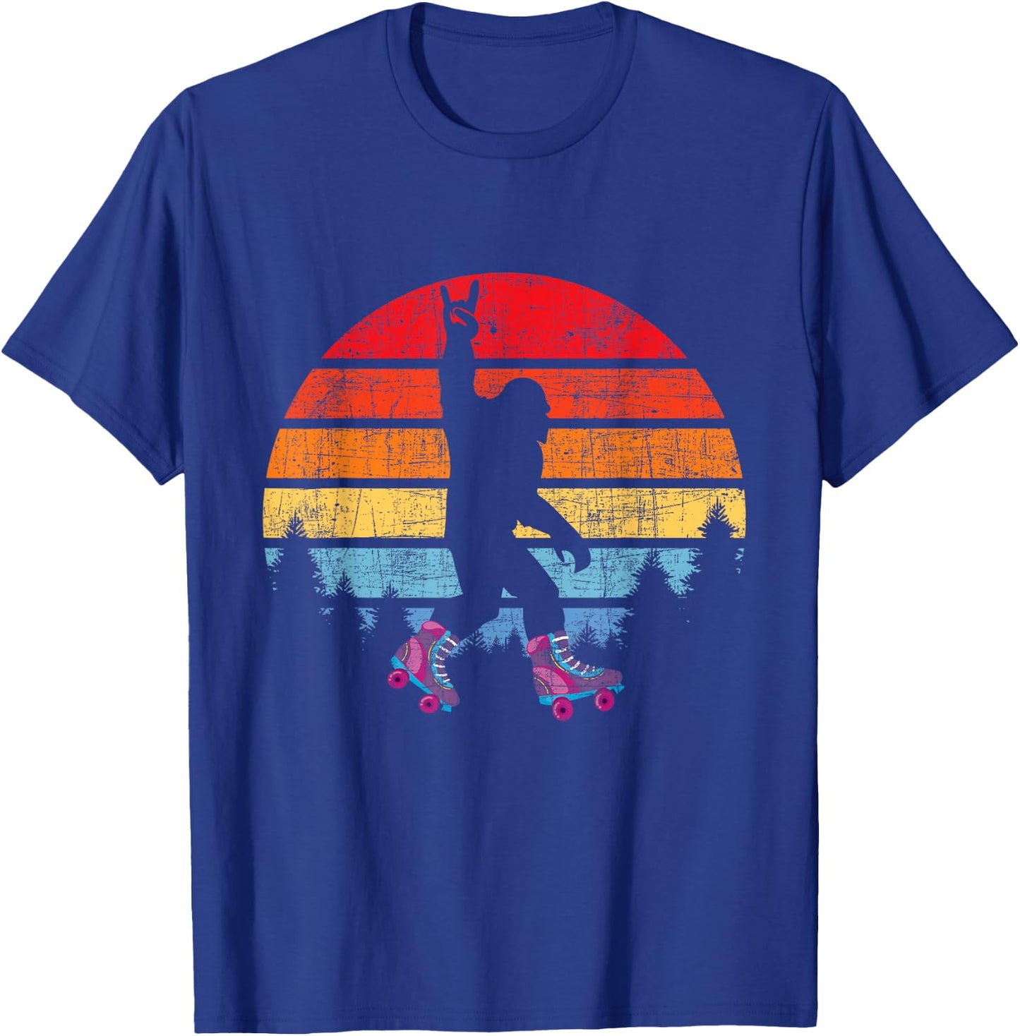 Retro Vintage Bigfoot Skater - Roller Skating Roller Derby T-Shirt - T-Shirt | Royal
