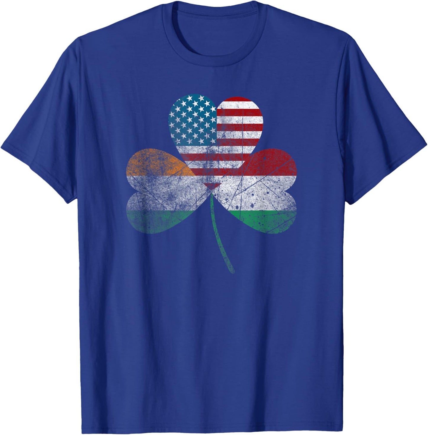 Half Irish Half Italian American Flag Shamrock Heritage T-Shirt - T-Shirt | Royal
