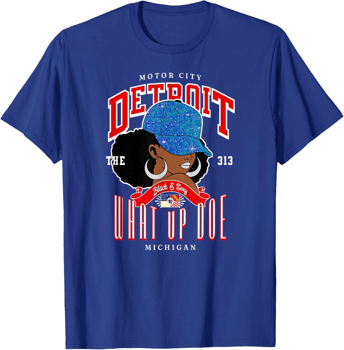 Afro Chic Detroit Roots Women of 313 T-Shirt - T-Shirt | Royal