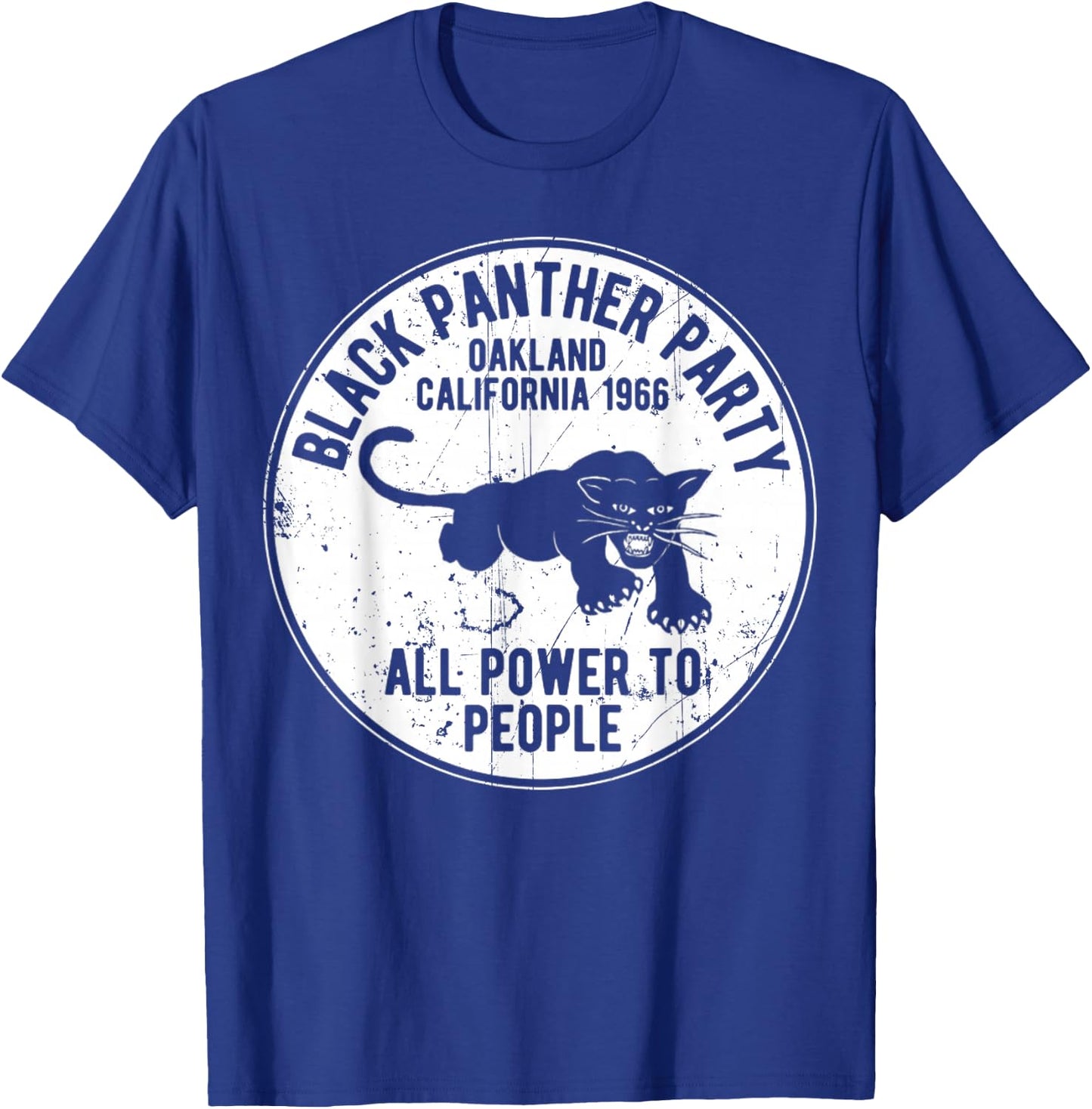 Oakland California 1966 Black Panther Party Distressed T-Shirt - T-Shirt | Royal
