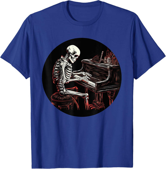 Funny Skeleton with Piano Keyboard for classical Music Fans T-Shirt - T-Shirt | Royal
