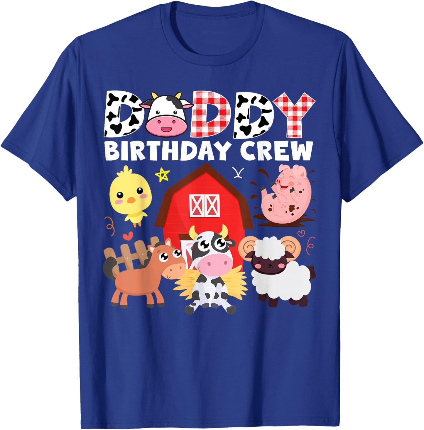 Cow Daddy Birthday Crew Farm Theme Animals Birthday Party T-Shirt - T-Shirt | Royal