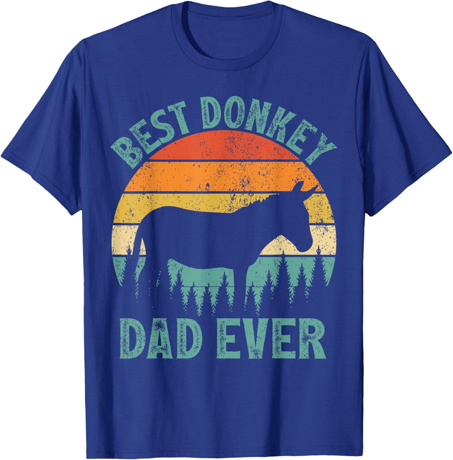 Funny Donkey Vintage Best Donkey Dad Ever Father's Day T-Shirt - T-Shirt | Royal