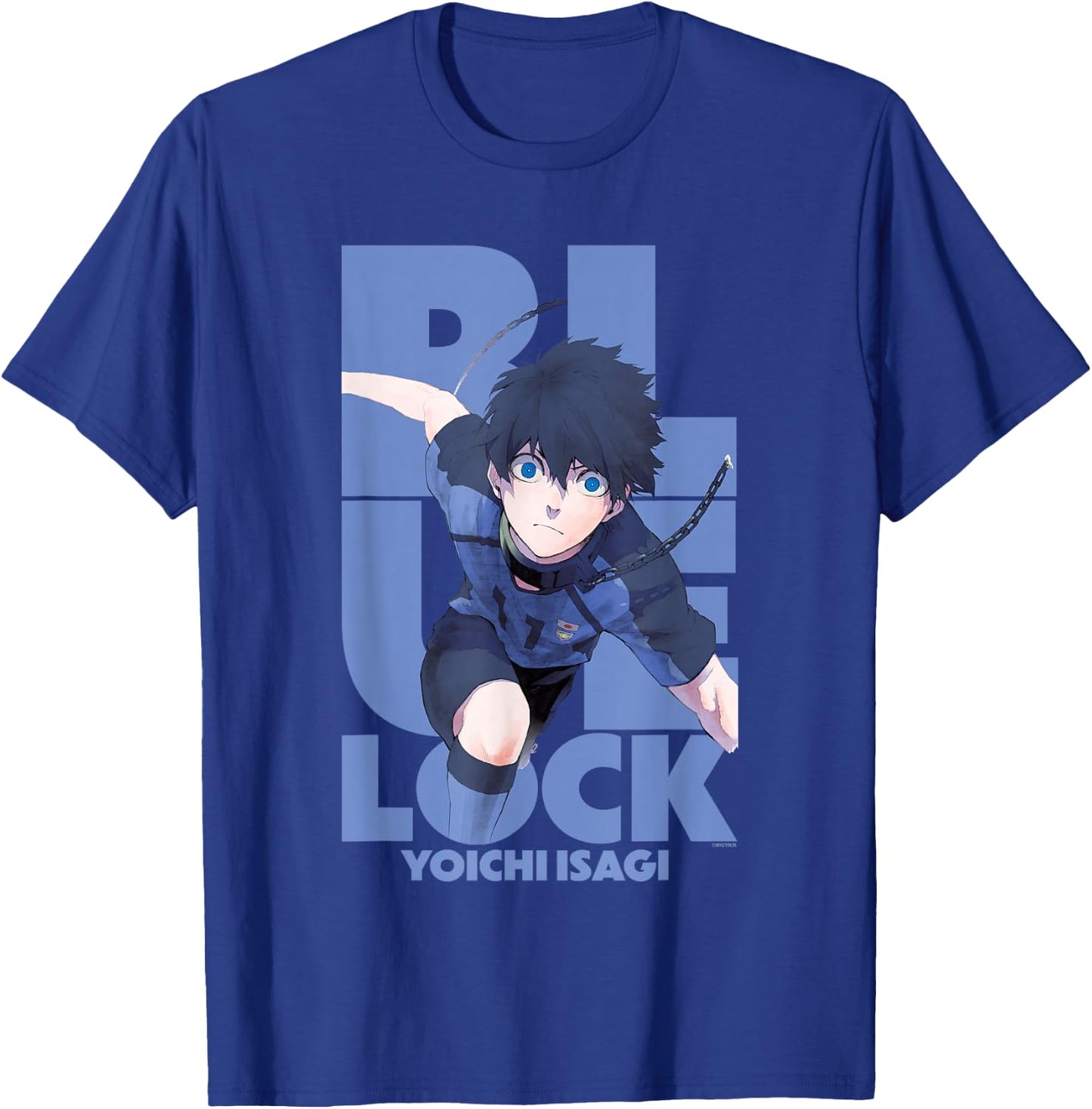 Blue Lock Yoichi Isagi Running Through Big Chest Portrait T-Shirt - T-Shirt | Royal