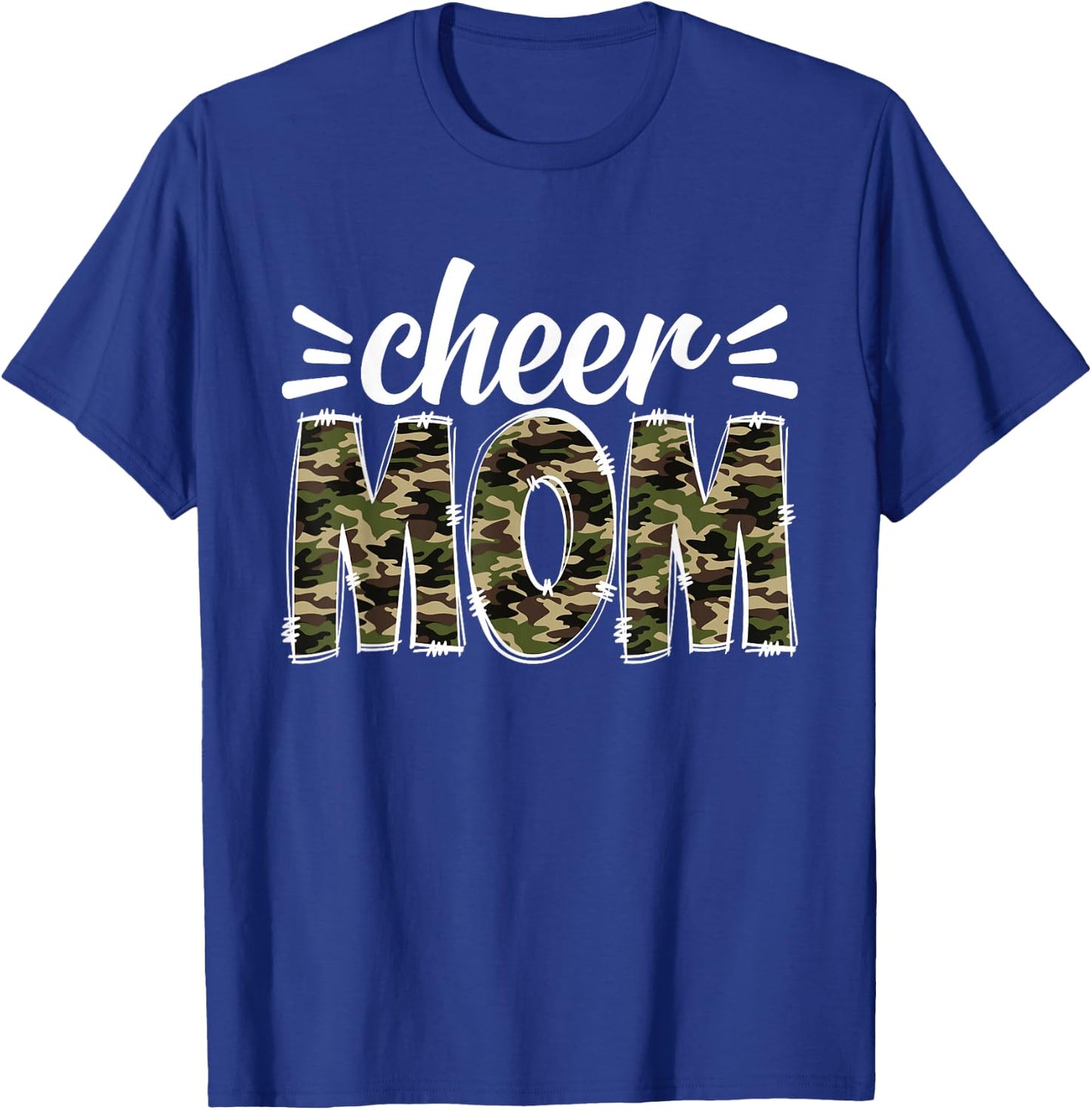 Cheer Mom Camouflage Cheer Crew Cheerleader Mother's Day T-Shirt - T-Shirt | Royal