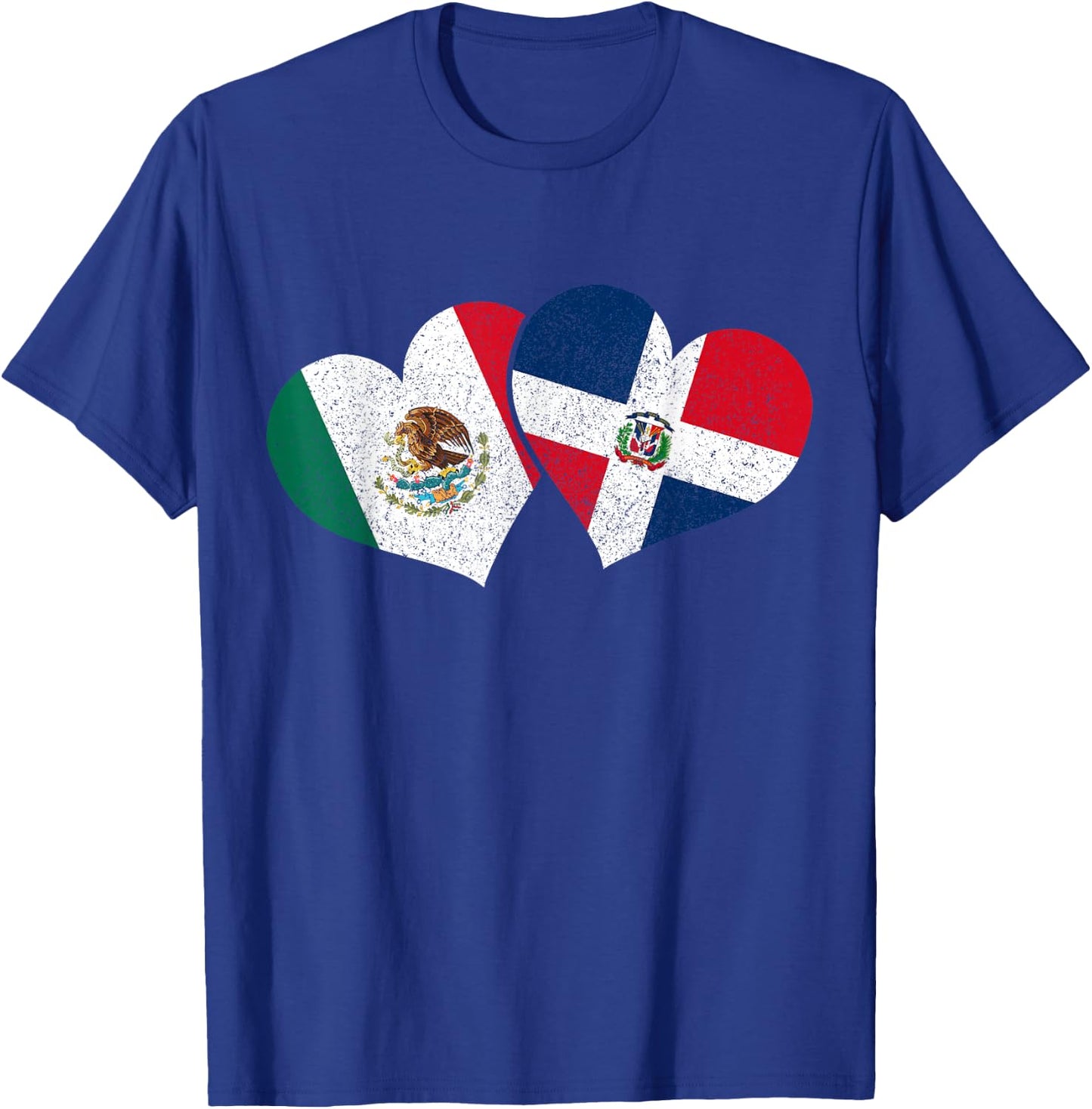 Mexico Dominican Republic Hearts Mexican Flag Pride Heritage T-Shirt - T-Shirt | Royal