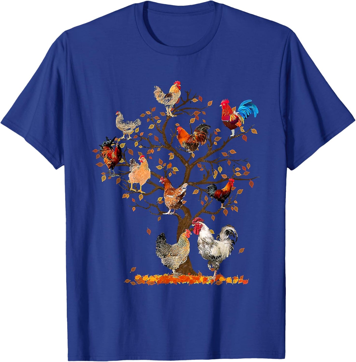 Chicken Tree Autumn Tree Fall Leaves Chicken Love T-Shirt - T-Shirt | Royal