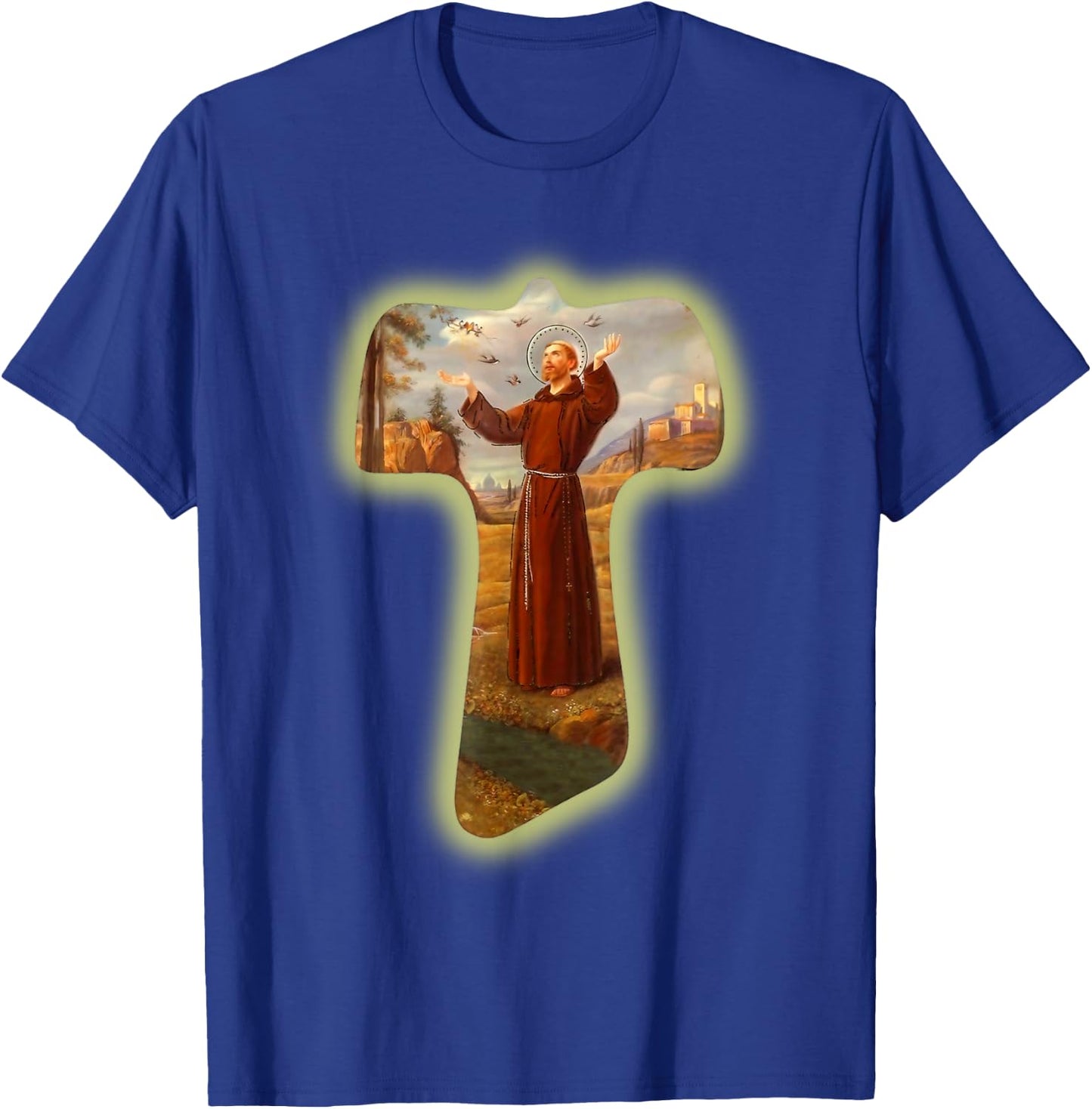 St Francis of Assisi Saints Catholic Ecology Animals Vintage T-Shirt - T-Shirt | Royal