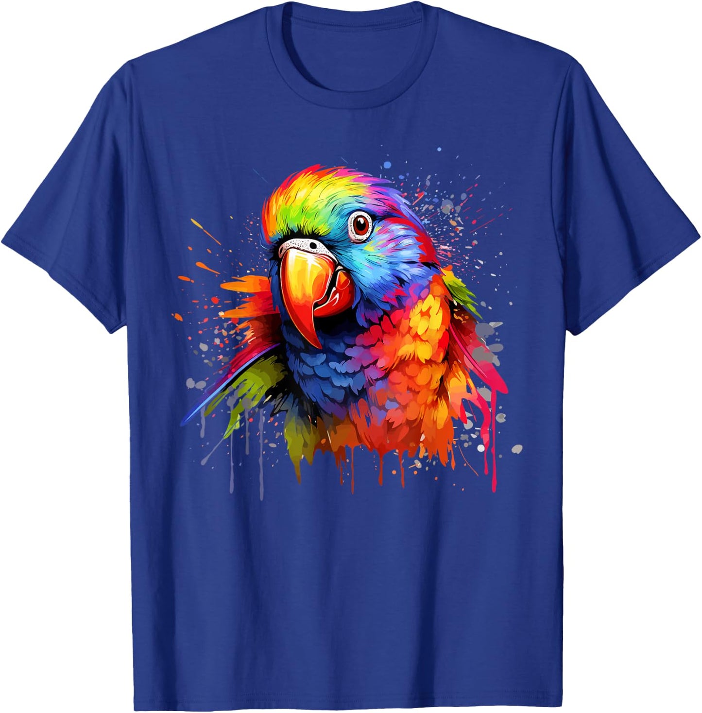 Colorful Splash Art Rainbow Lorikeet Parrot Lover T-Shirt - T-Shirt | Royal