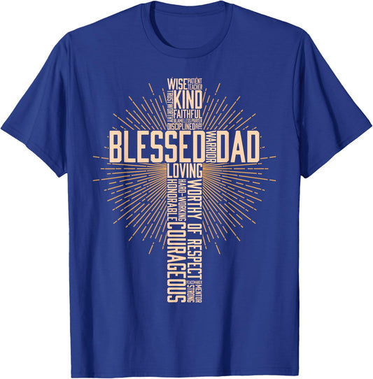 Father's Day Gift Dad Husband Blessed Dad Christian T-Shirt - T-Shirt | Royal