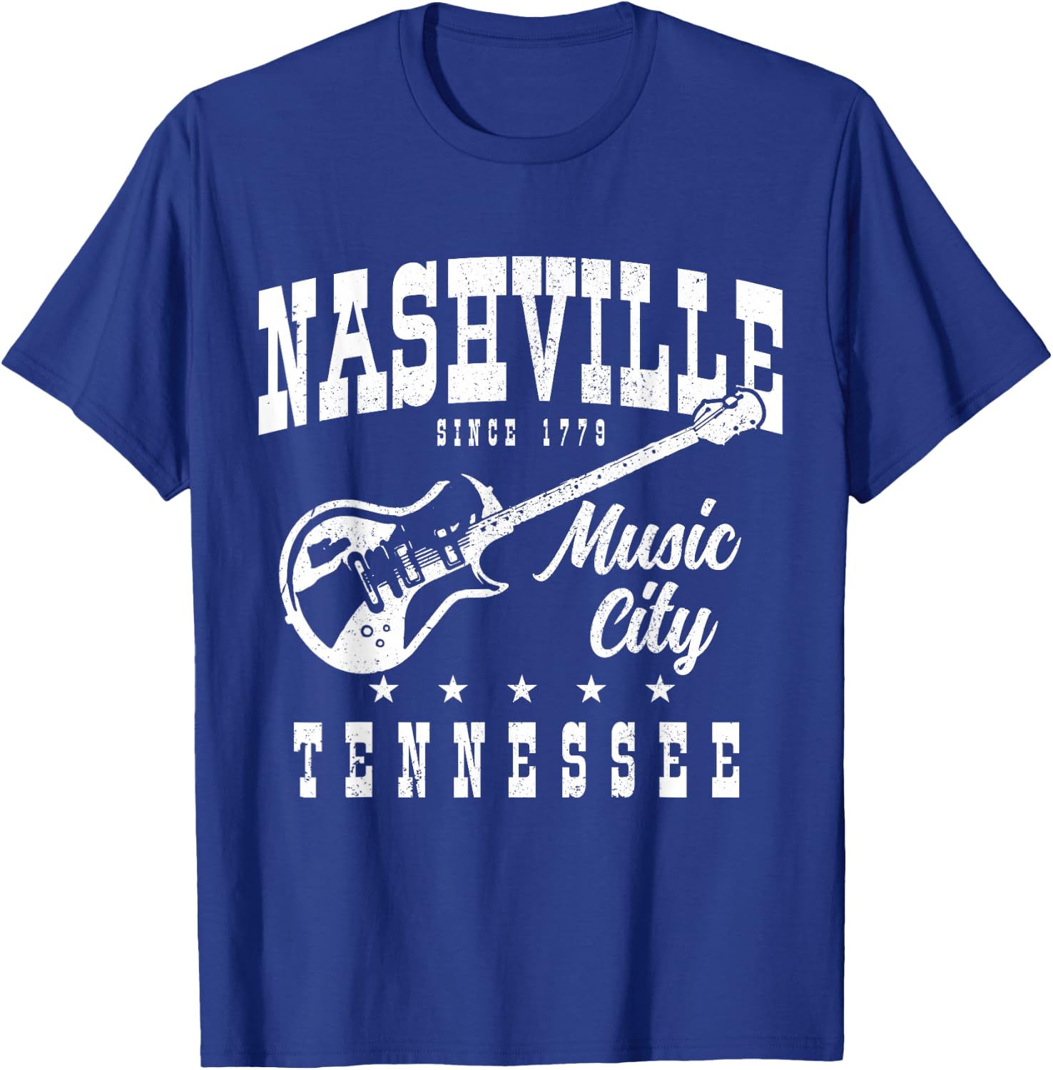 Nashville Tennessee Country Music City Guitar Player Vintage T-Shirt - T-Shirt | Royal