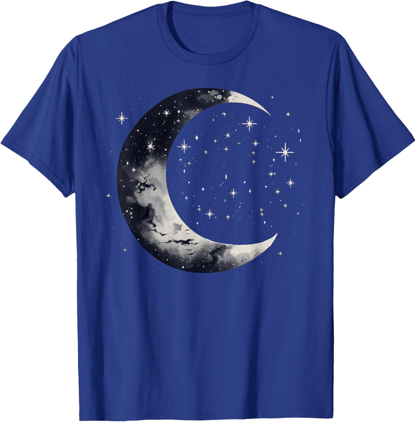 Stars and Moon Night Sky Galaxy Aesthetic Graphic Lovers T-Shirt - T-Shirt | Royal