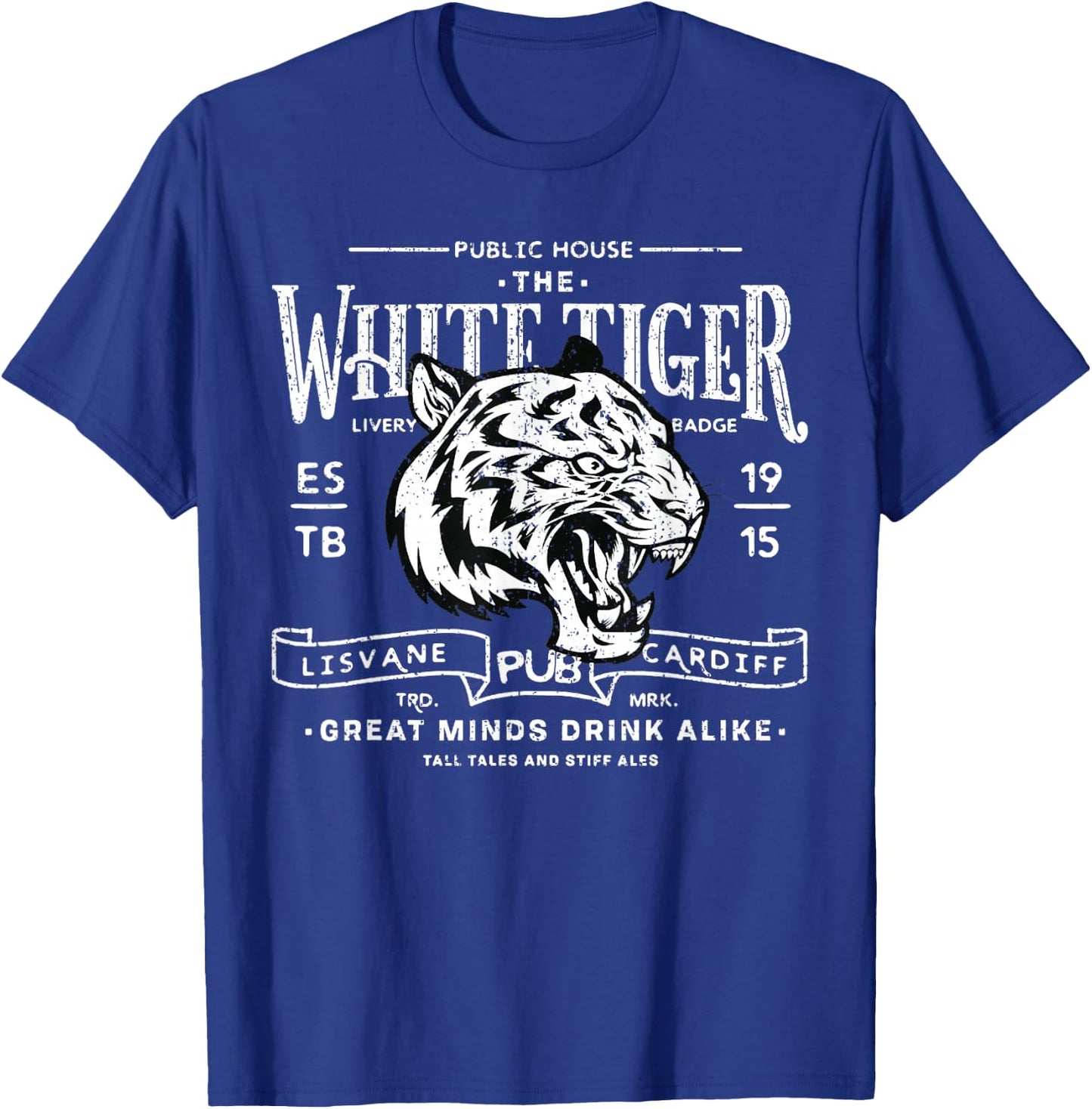 Vintage White Tiger Pub T-Shirt - T-Shirt | Royal