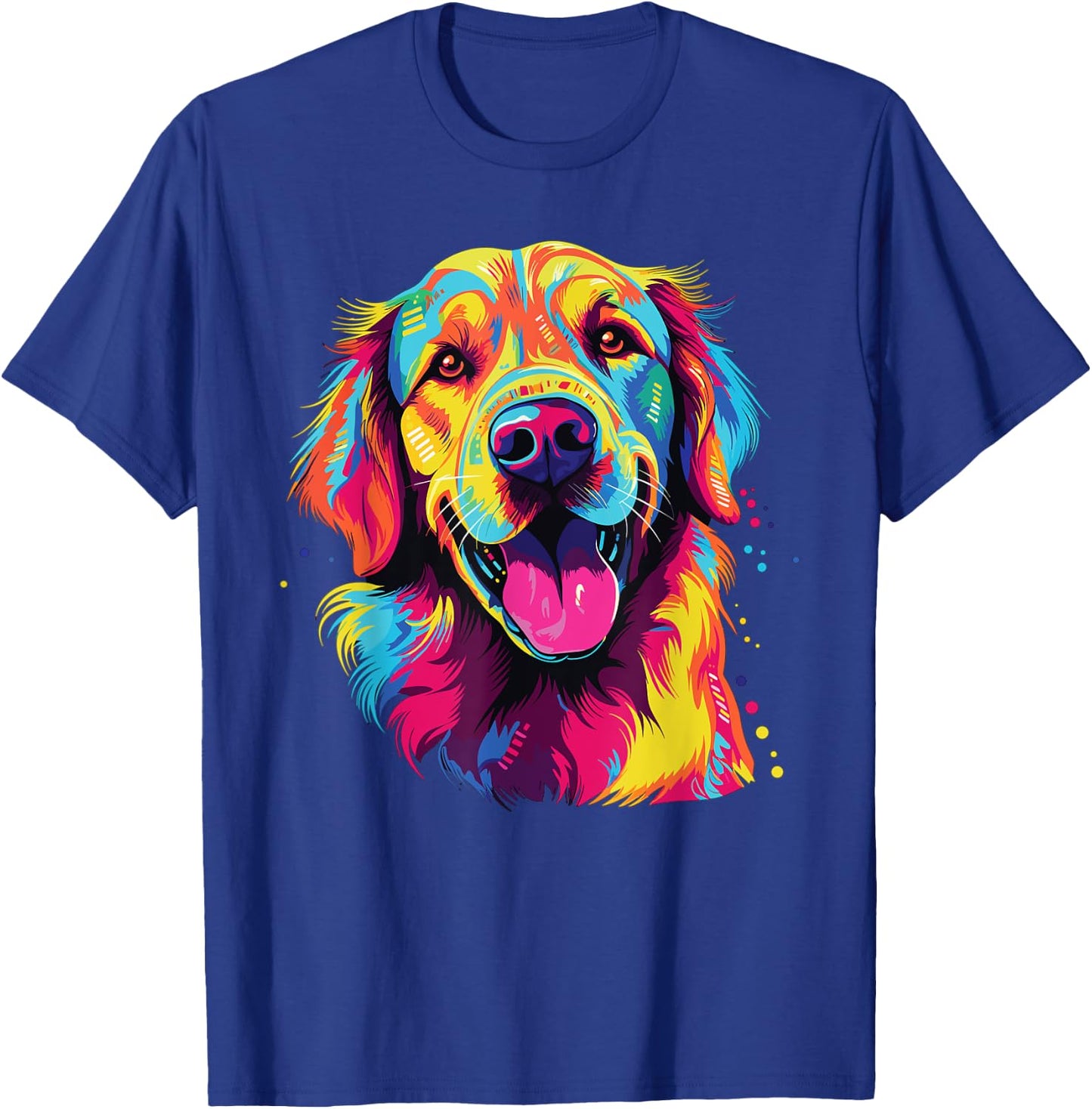 Watercolor Colorful Golden Retriever Dog Men Women Girls Kids T-Shirt - T-Shirt | Royal