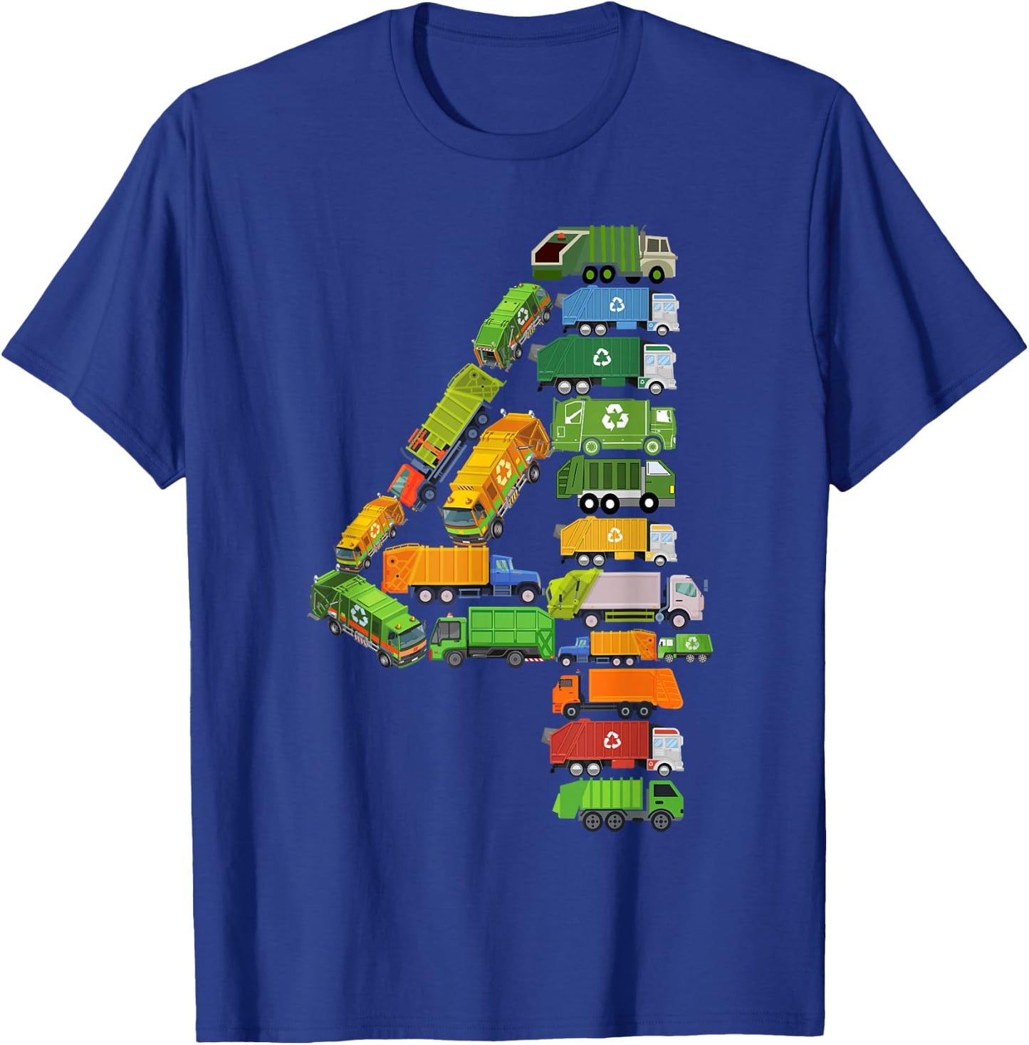Garbage Truck Themed 4th Birthday Party 4 Year Old Boys Kids T-Shirt - T-Shirt | Royal