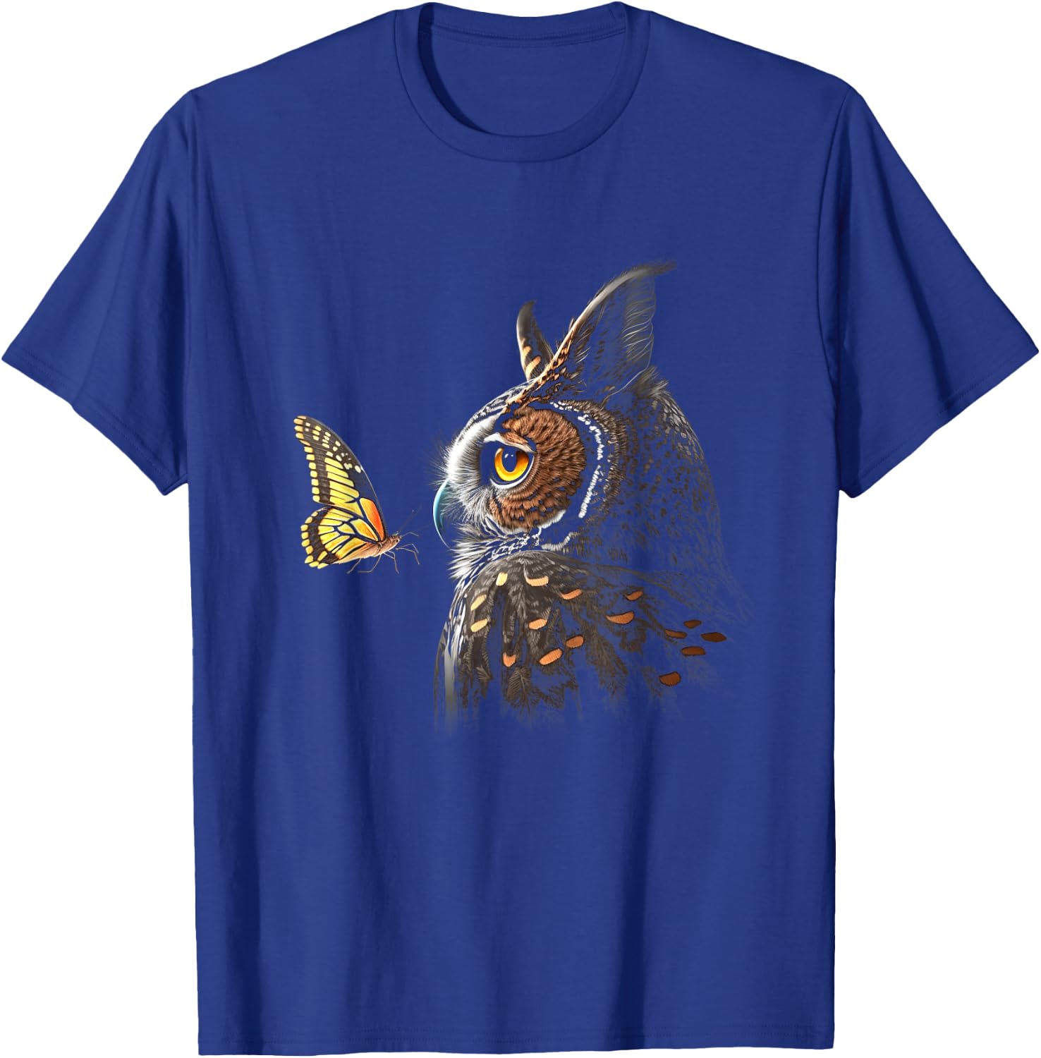 Owl With Butterfly Owl Lover Night Owl Bird T-Shirt - T-Shirt | Royal