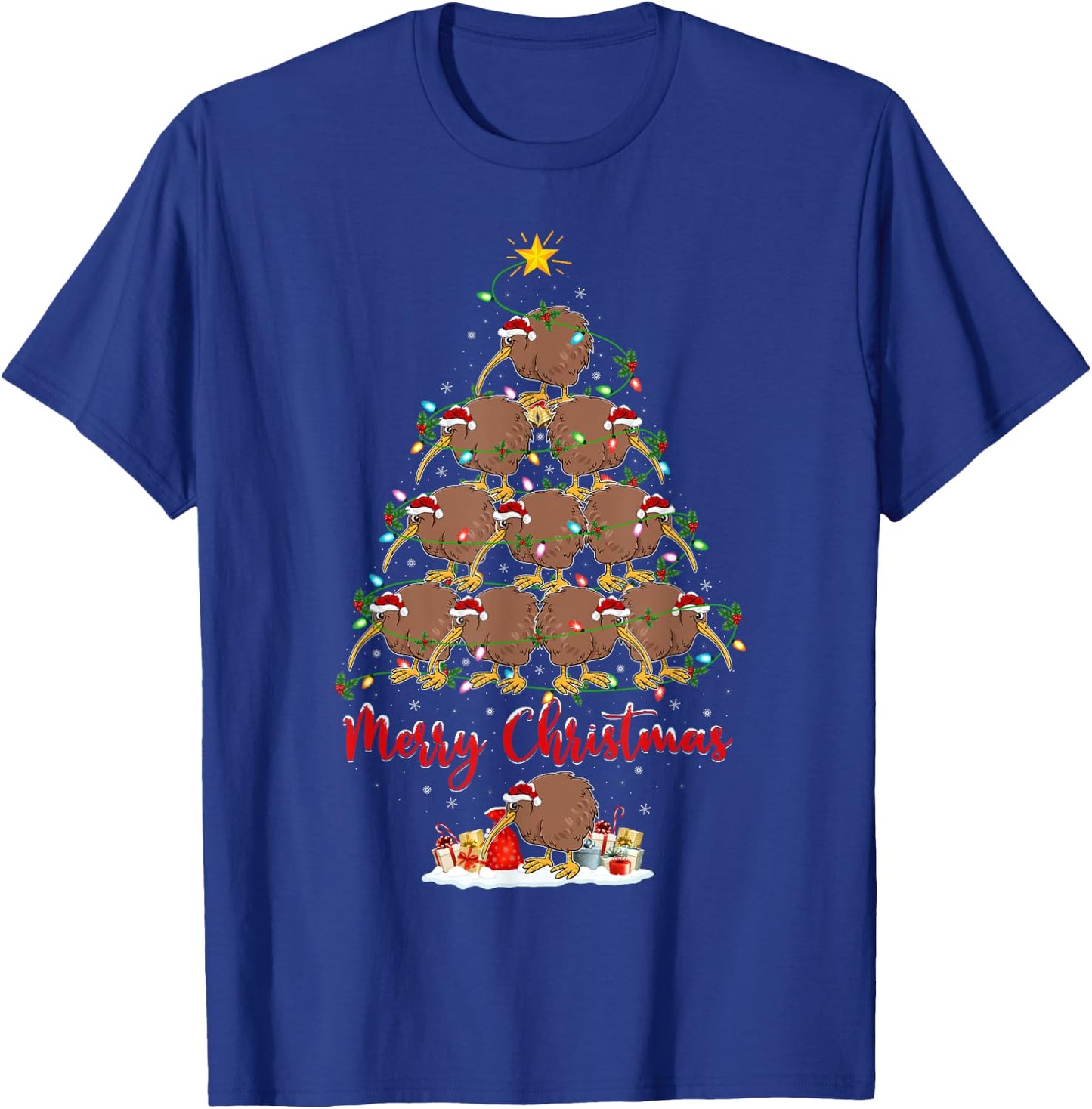 Kiwi Bird Lover Xmas Matching Santa Kiwi Christmas Tree T-Shirt - T-Shirt | Royal